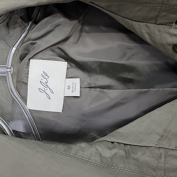 J.JILL snap front lined safari trench belted jacket in green size medium - Picture 7 of 10